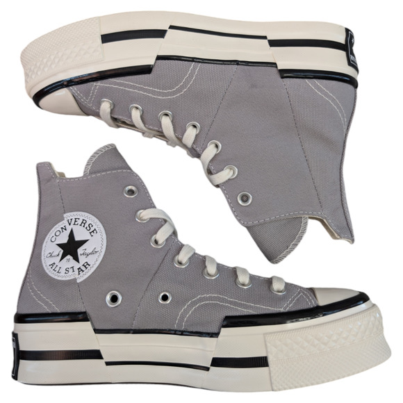 Converse Chuck 70 Plus Totally Neutral Egret Black Platform Sneaker Womens 7.5 - Picture 8 of 10